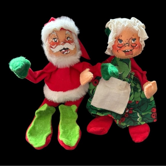Vintage Annalee Mobilitee Santa and Mrs Claus 1963 & 1970 Christmas Decor - Picture 1 of 6